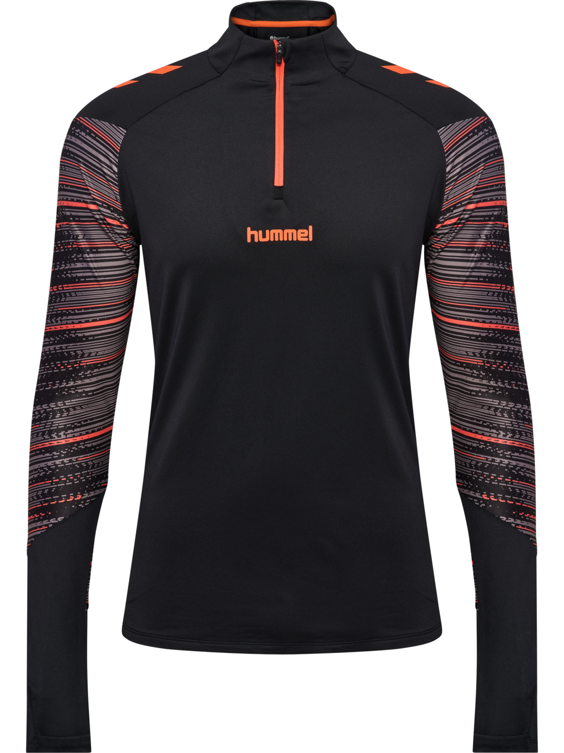 hmlBLAZE PRO TRAINING HALF ZIP, BLACK/ORANGE, packshot