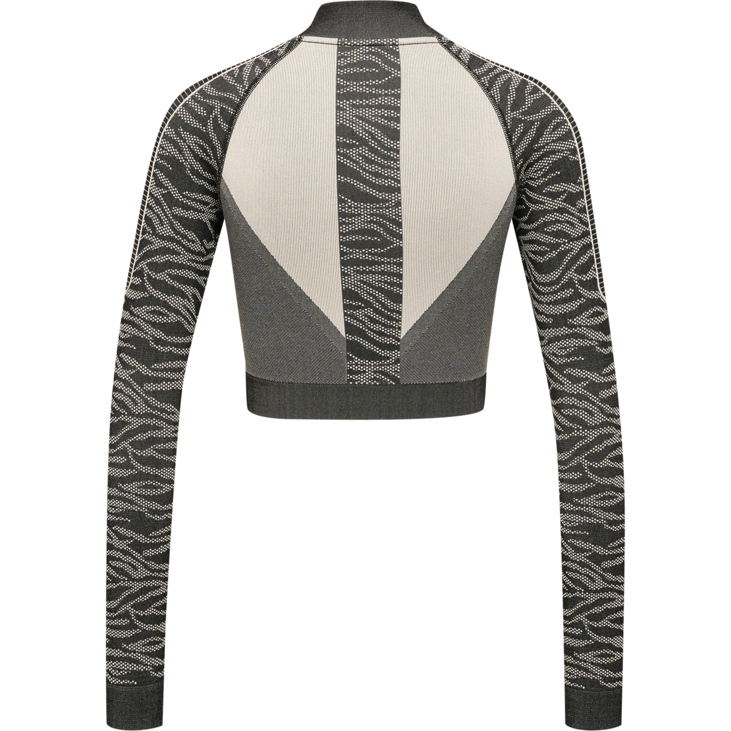 hmlMT MILA SEAMLESS CROP HALF ZIP, BLACK/CHATEAU GREY, packshot