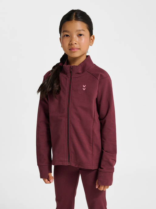 hmlJR SOFT ZIP JACKET, VINEYARD WINE, model
