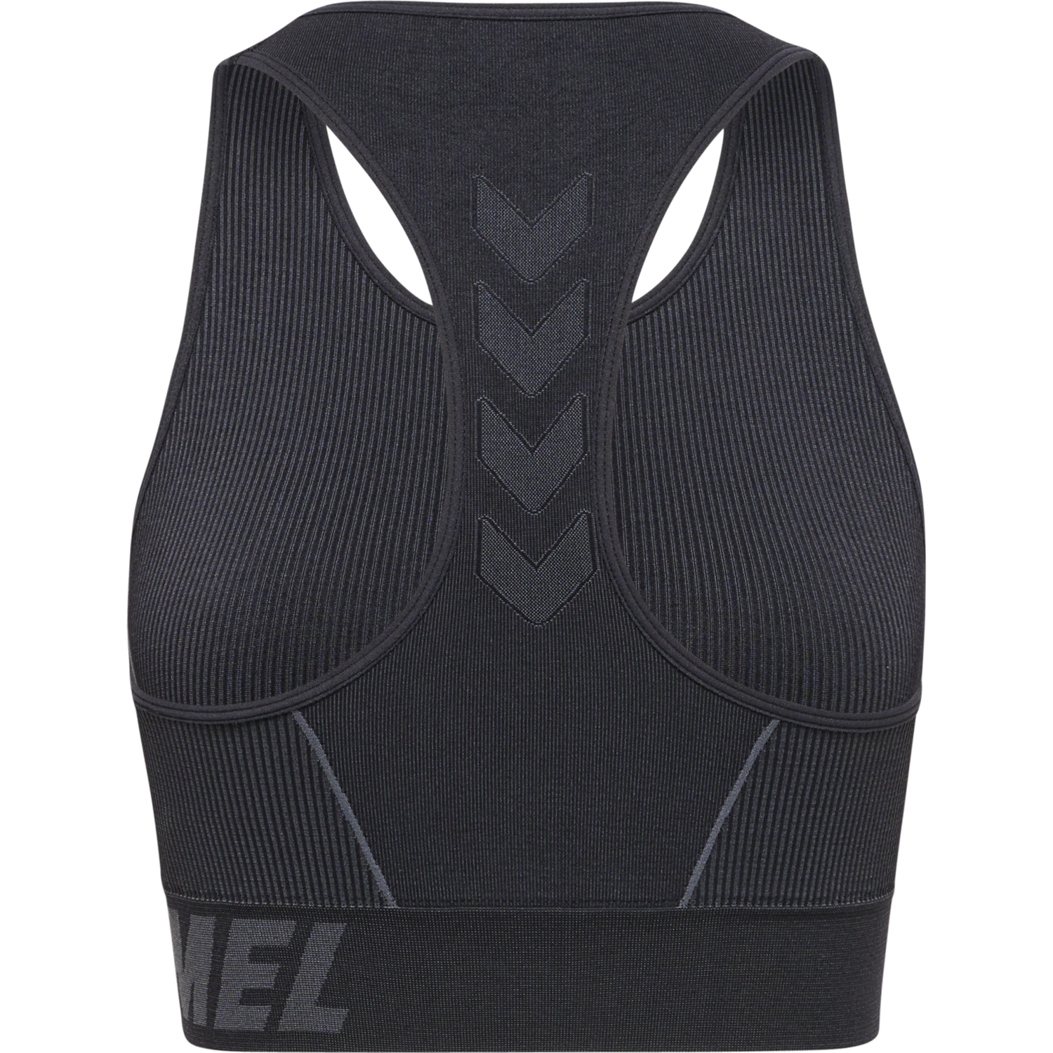 hmlTE CHRISTEL SEAMLESS SPORTS TOP, BLACK/ASPHALT MELANGE, packshot