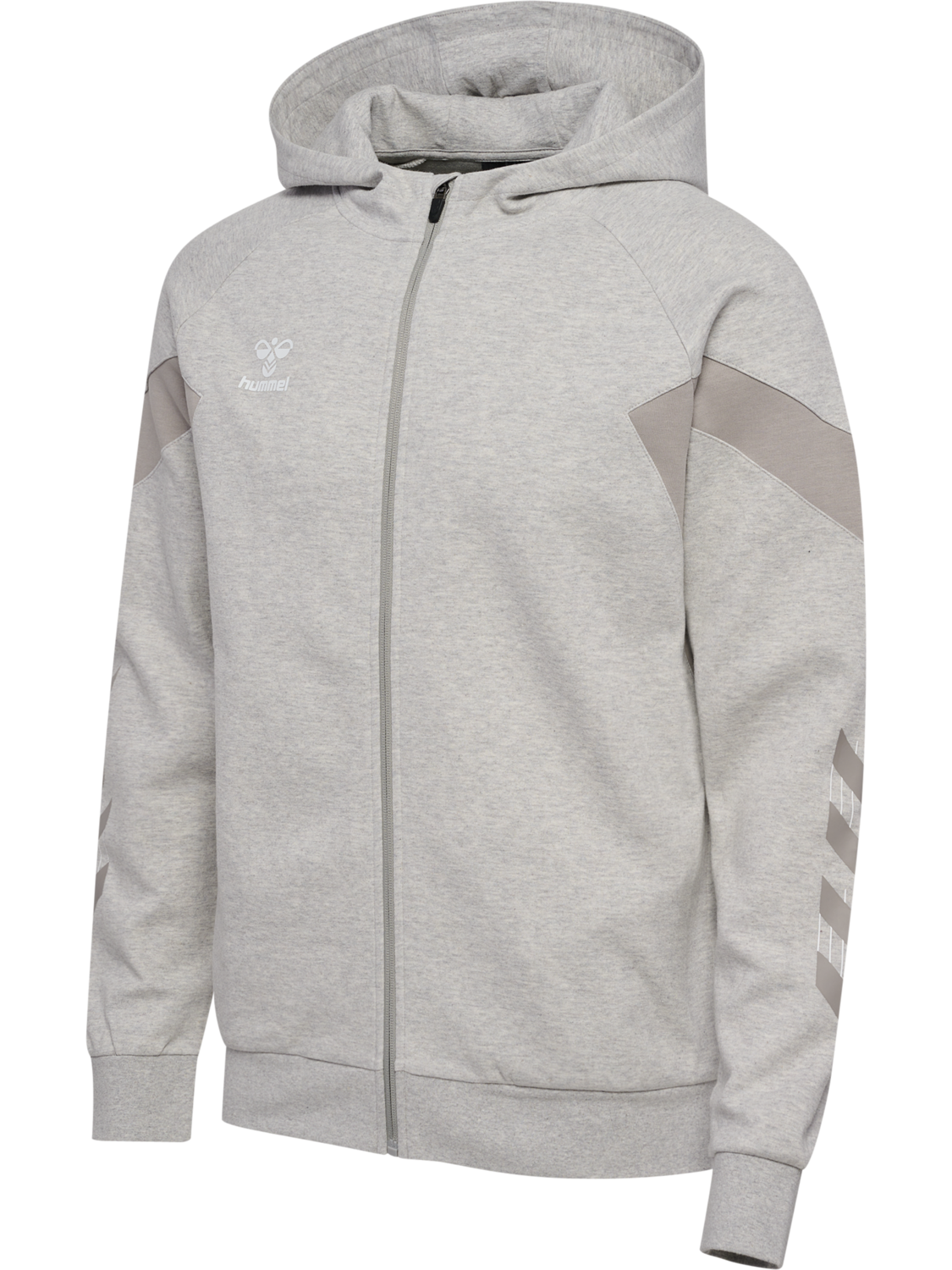 hmlTRAVEL ZIP HOODIE, LIGHT GREY MELANGE, packshot