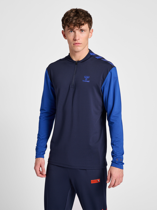 hmlPRO GRID HALF ZIP TRAINING L/S, MARITIME BLUE/SURF THE WEB, model