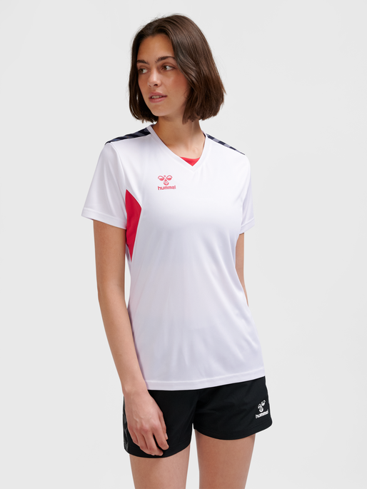 hmlAUTHENTIC PL JERSEY S/S WOMAN, WHITE/TRUE RED, model