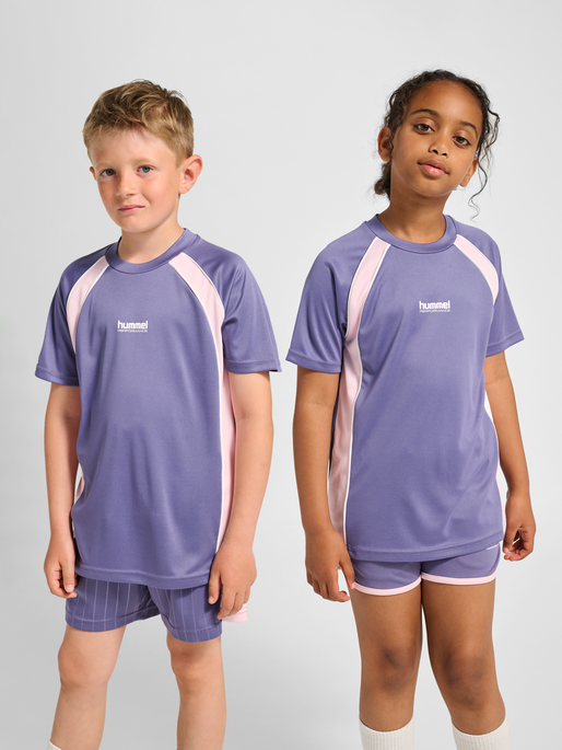 hmlJR GOAL PIPING T-SHIRT S/S, HERON, model