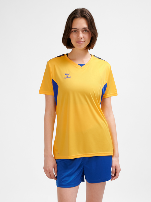 hmlAUTHENTIC PL JERSEY S/S WOMAN, SPORTS YELLOW/TRUE BLUE, model