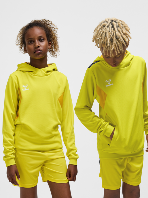 hmlAUTHENTIC PL HOODIE KIDS, BLAZING YELLOW, model