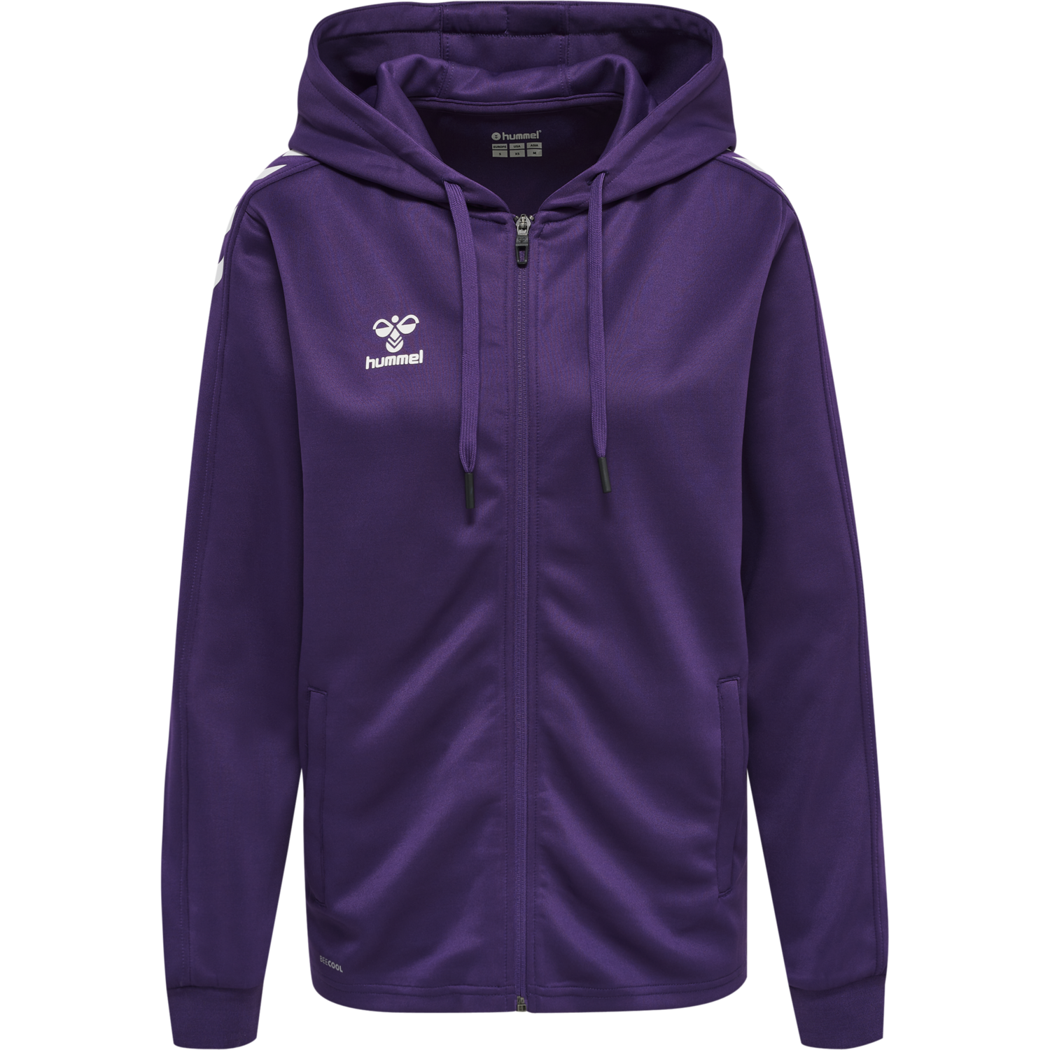 hmlCORE XK POLY ZIP HOOD SWEAT WOMA, ACAI/WHITE, packshot