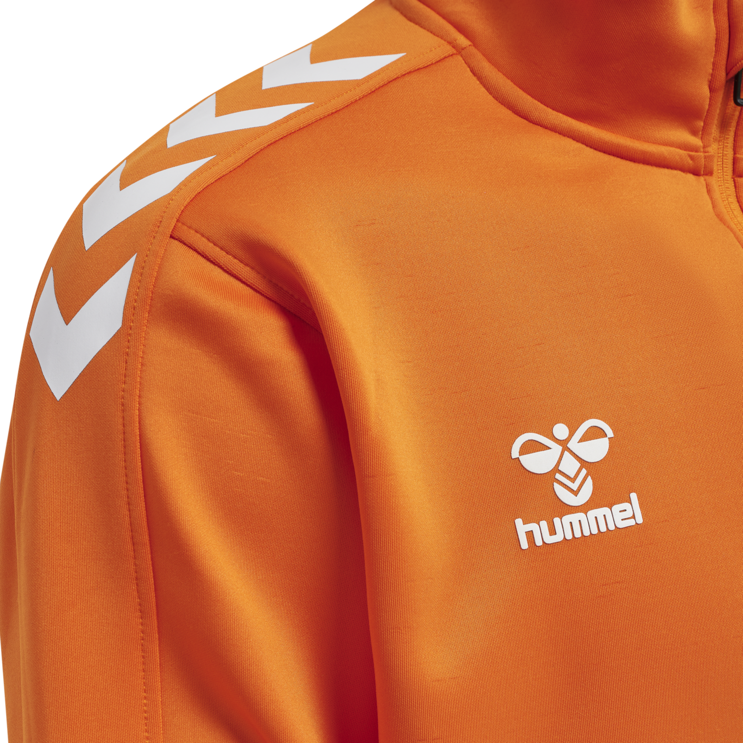 hmlCORE XK HALF ZIP POLY SWEAT, ORANGE TIGER, packshot